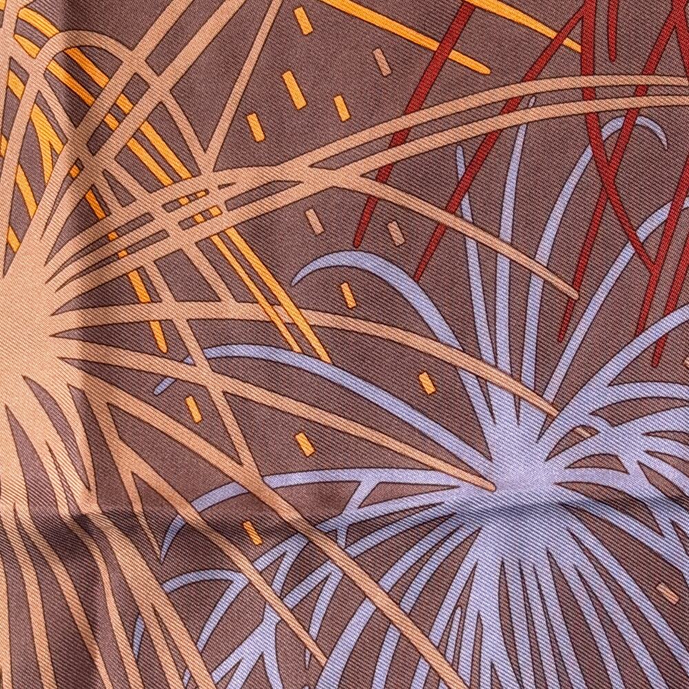 Hermes Paris 'Pluie d’Etincelles' 100% Silk Vintage Rolled Edge Pocket Square